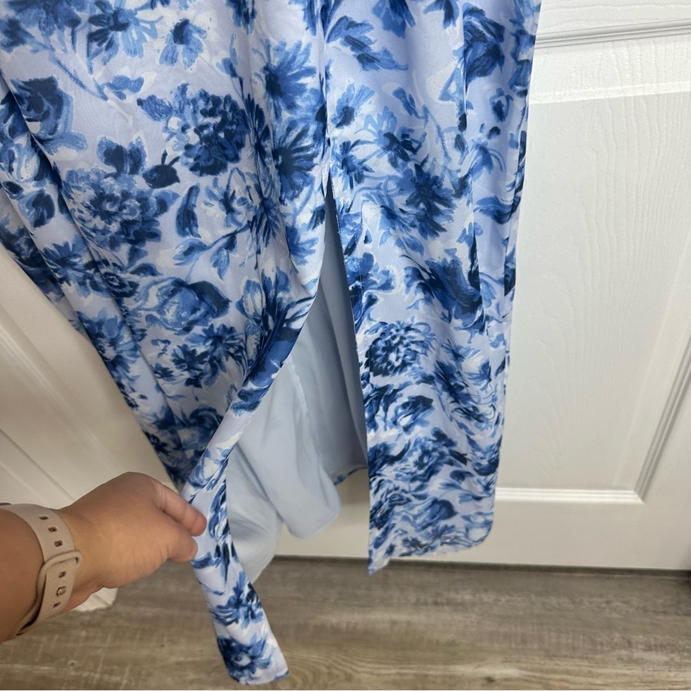 A&F Camille Midi Dress in periwinkle floral wedding guest - Picture 7 of 10